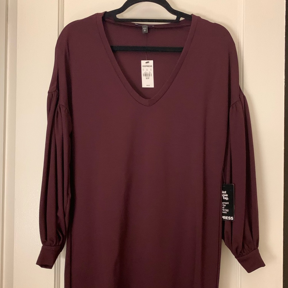Balloon Sleeve Purple Dress